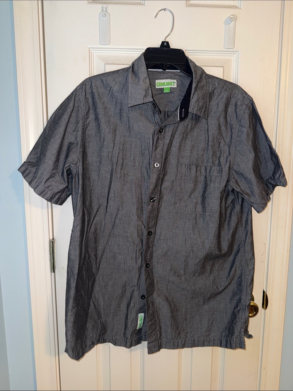 Cariloha Men's Gray Short-Sleeve Casual Button-Down Shirt
